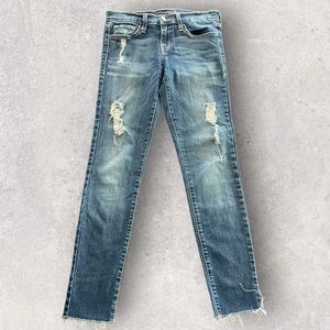 Flying Monkey Platinum Ray Hem Distressed Low Rise Skinny Jeans Size 26